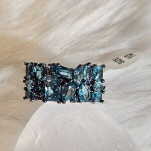 Bomb Party Sirens Ring - RG38037 Veiled In The Depths Paraiba on Hematite Sz 10